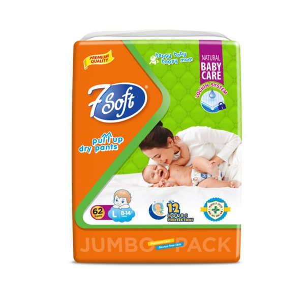 7 SOFT BABY DIAPER PANTS – LARGE – A Pack Contains 62 PCS