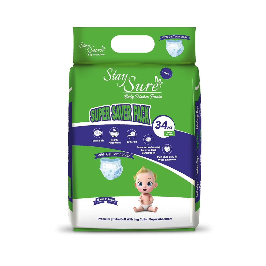 Stay Sure Baby Diaper Pant – LARGE