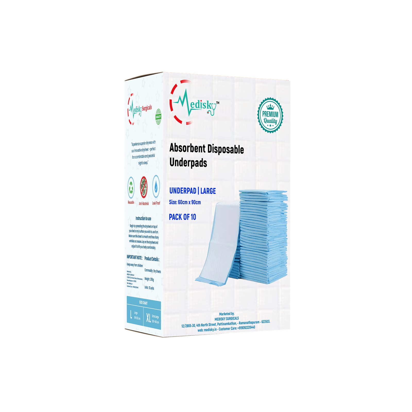 Medisky Premium Quality Underpad – A Pack Contains 10 Pcs