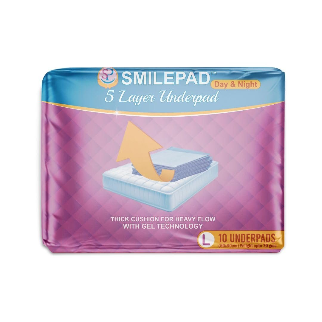 Smilepad Multi-Layered Disposable Underpads – Large 60x90cm – Blue Super Absorbant Polymer – Leak Proof – A Pack Contains 10 Pcs