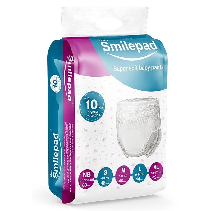 Smilepad Baby Diaper Extra Large Size  Pant Style Baby Diapers – 12 To 17 Kg – Leakage Proof With Gel Technology- A Pack Contains 42 Diapers