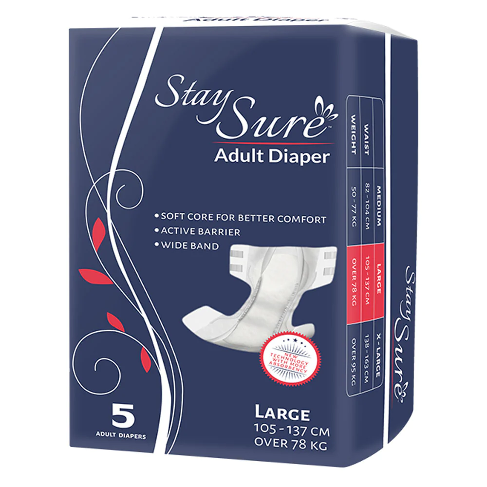 Stay sure adult diaper pants – Large PREMIUM PLUS – A Pack Contains 2 pcs.