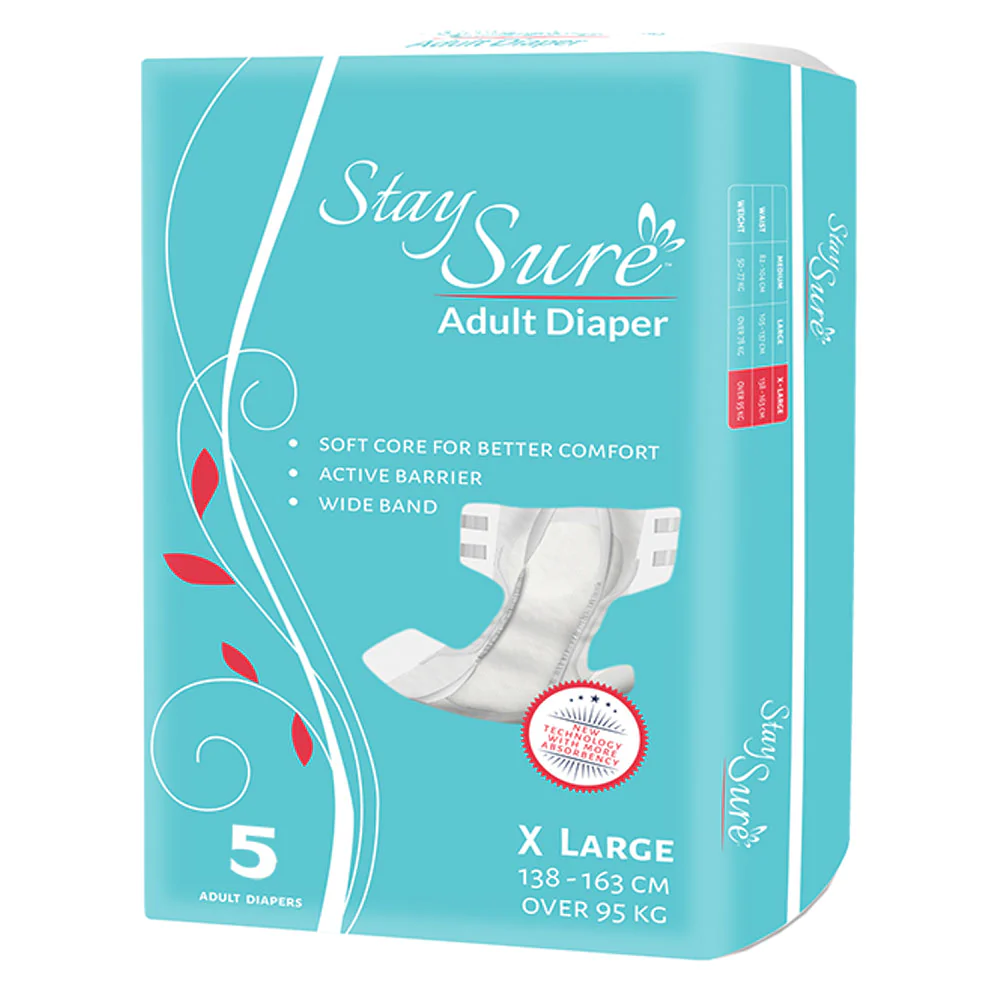 Stay sure adult diaper Sticky Type – Extra Large – PREMIUM PLUS – A Pack Contains 5 Pcs