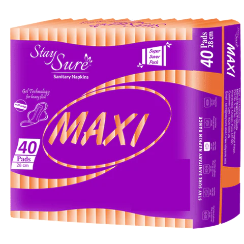 Stay sure 280mm extra large & extra cottony sanitary pads pack of 40 individually wrapped pads