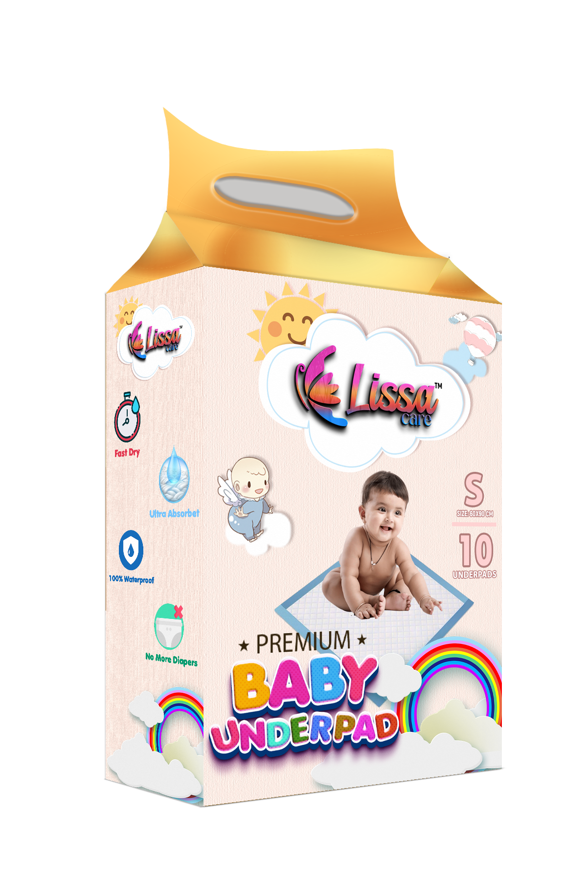 Lissa Care Premium Baby Disposable Underpad | Super Absorbent Polymer | High Absorbency Anti Leakage 5 Layer Protection Sheets|