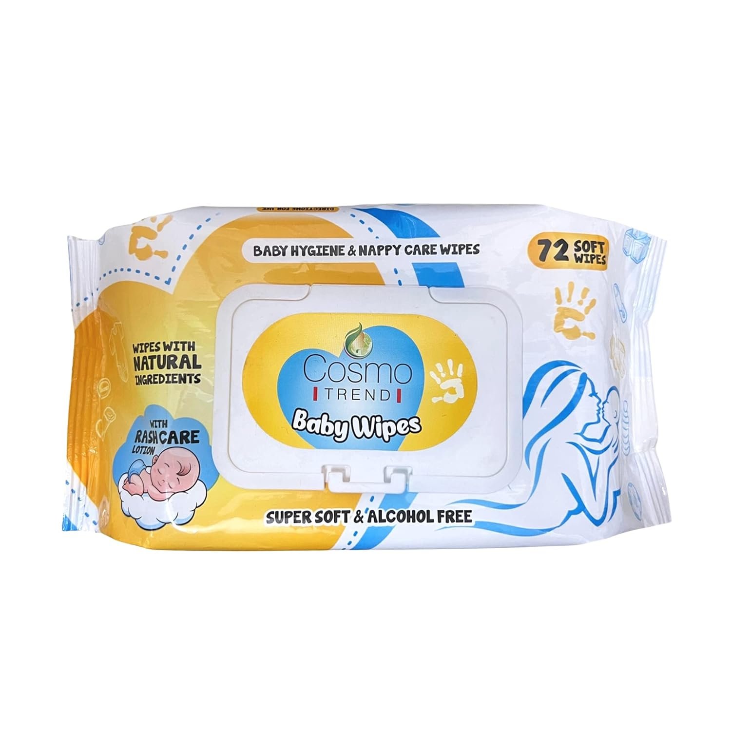 CosmoTrend Cleansing Baby Wet Wipes (Pack of 1) – With Fliptop Lid – Antibacterial, Alcohol Free with Rash Care Solution for baby sensitive skin